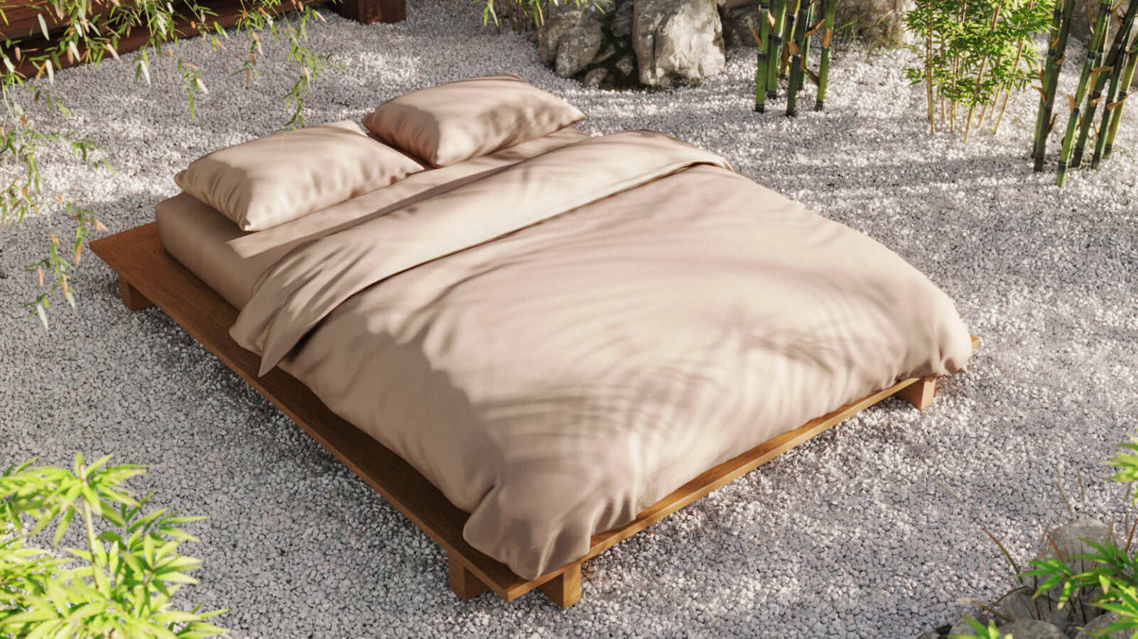 double bed in the Bamboo forest