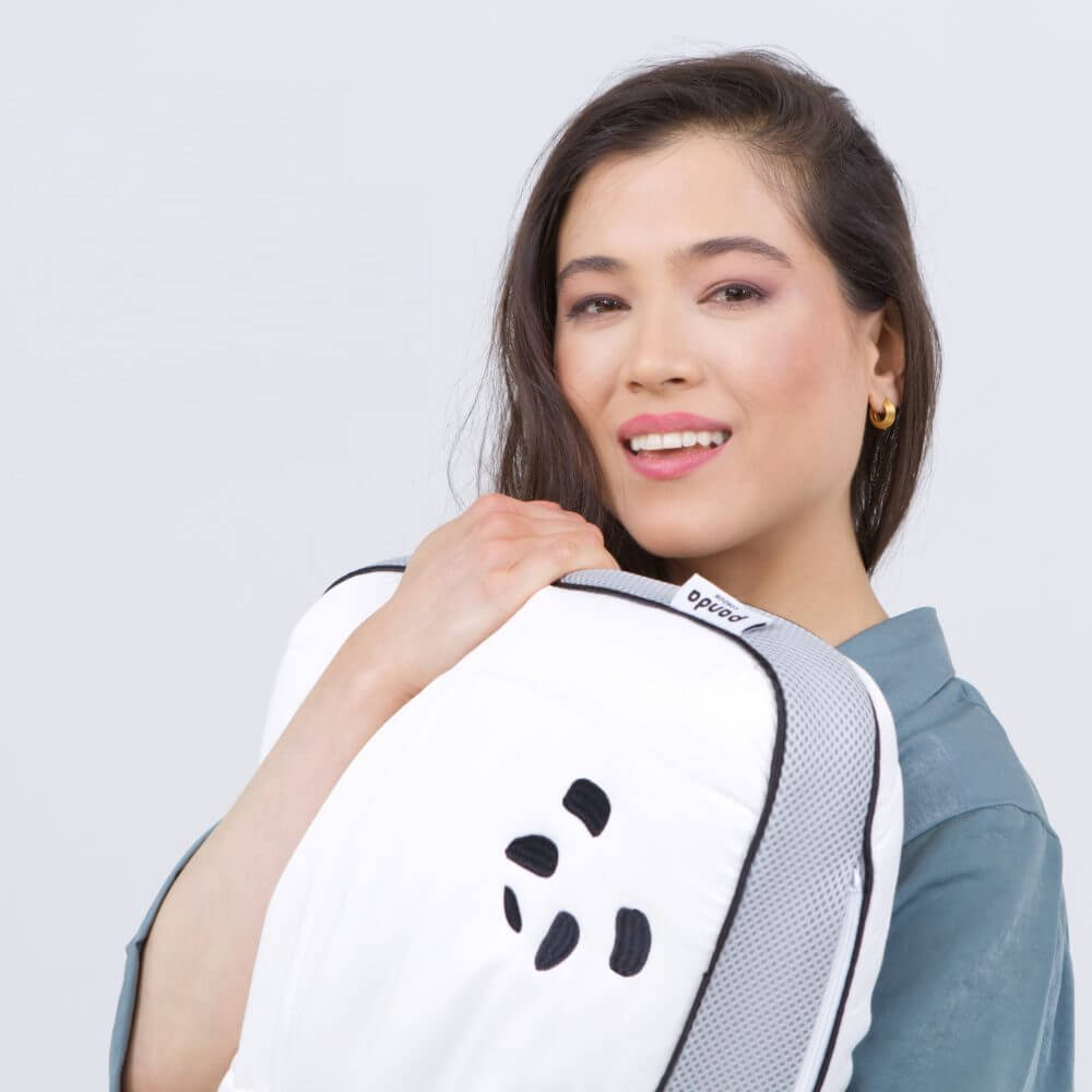 Brown Hair Girl holding Hybrid Bamboo Pillow - PandaLondon