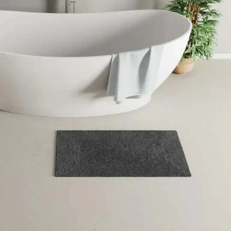 [UrbanGreyBathRug] Bamboo Bath Rug UrbanGrey on the floor - PandaLondon