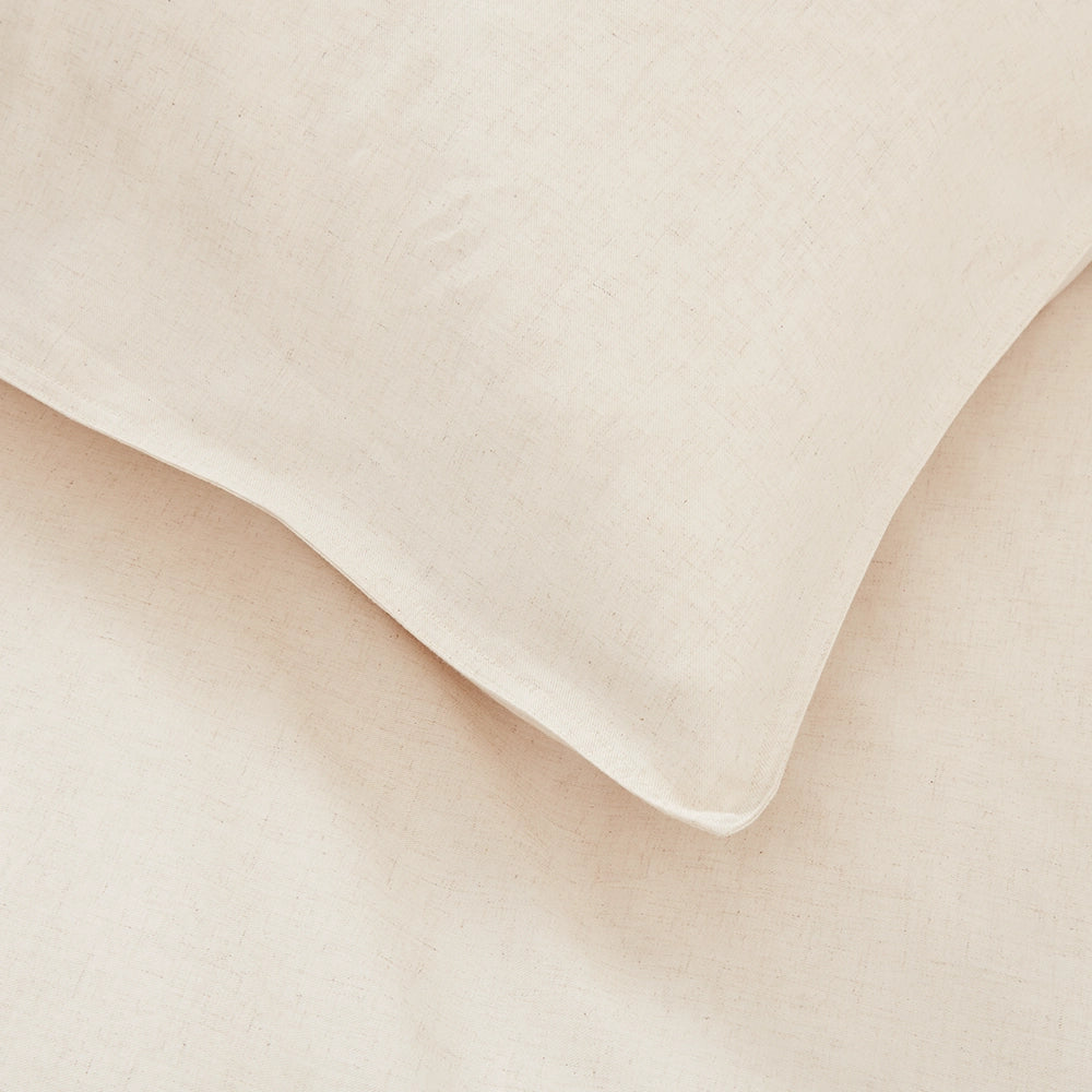 [NaturalDCFrench] Duvet Cover Midnight Natural French Linen Corner of texture