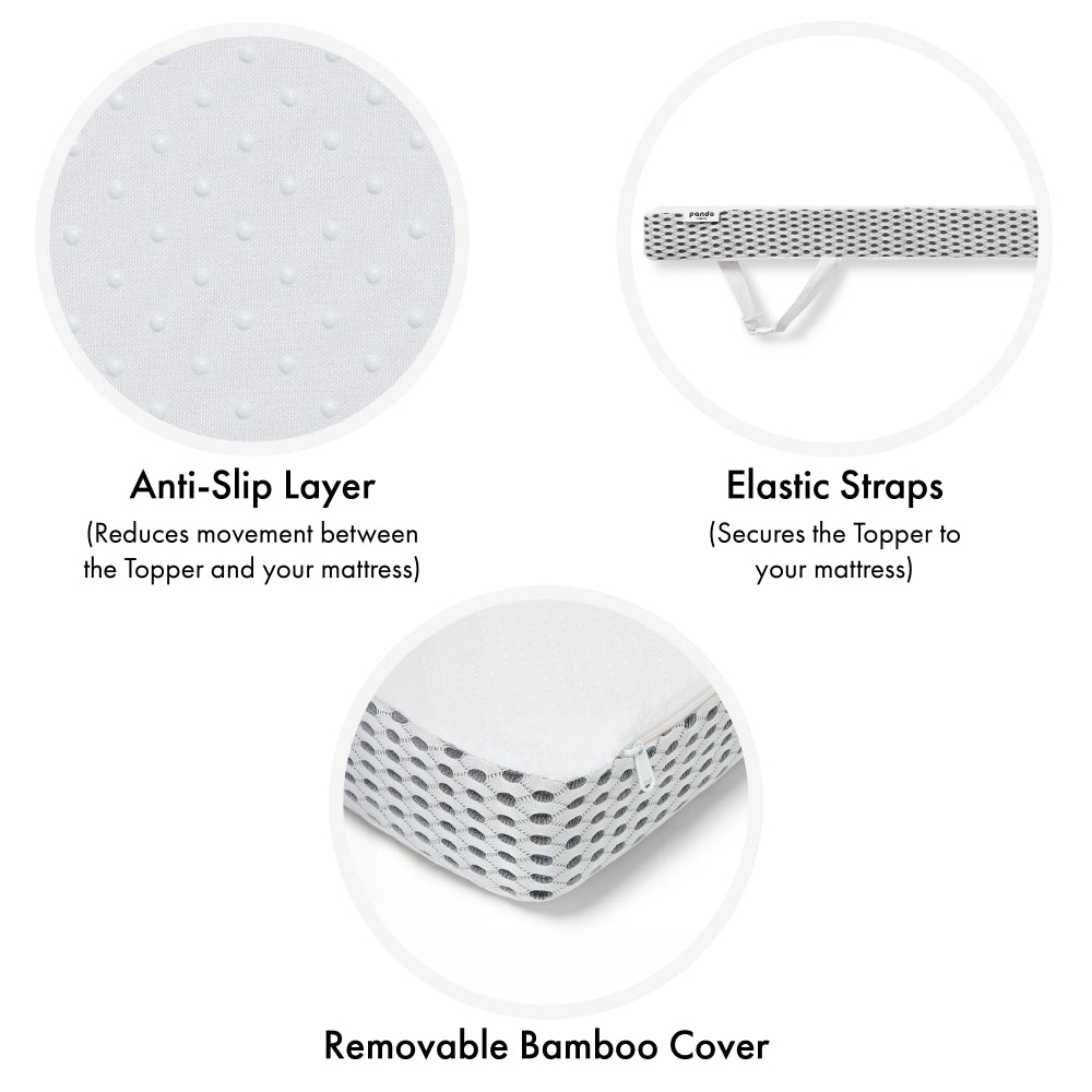 Hybrid Bamboo Mattress Topper Anti-splip removable bamboo cover elastic straps