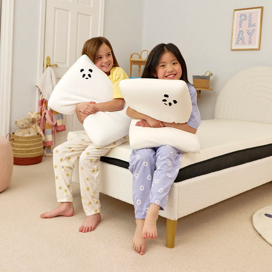 Girls holding kids bamboo panda london pillow