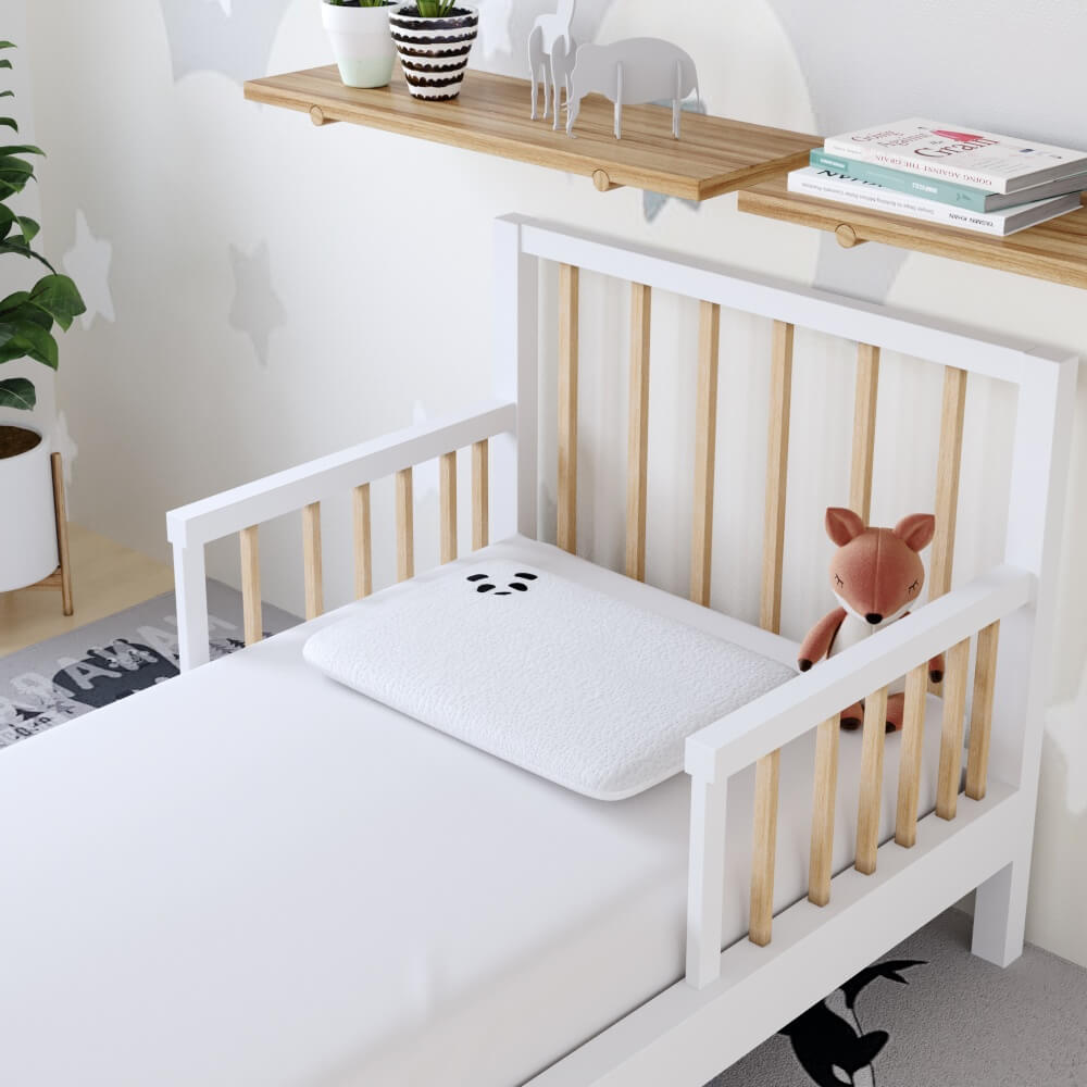 Kids Bamboo Pillow in the bed  - Panda London