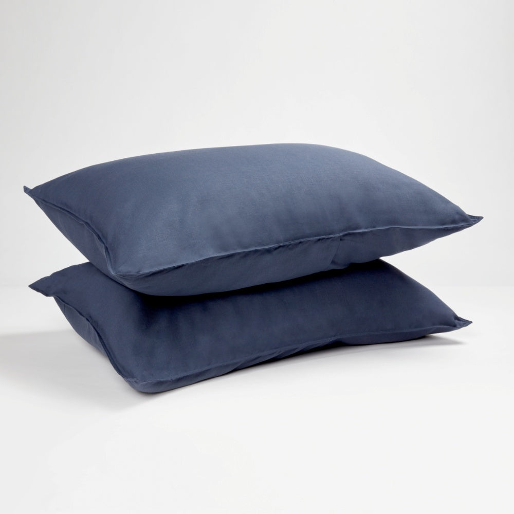 [DeepSeaNavyPillowcases] BambooFrenchLinen Pillowcases Two pillows