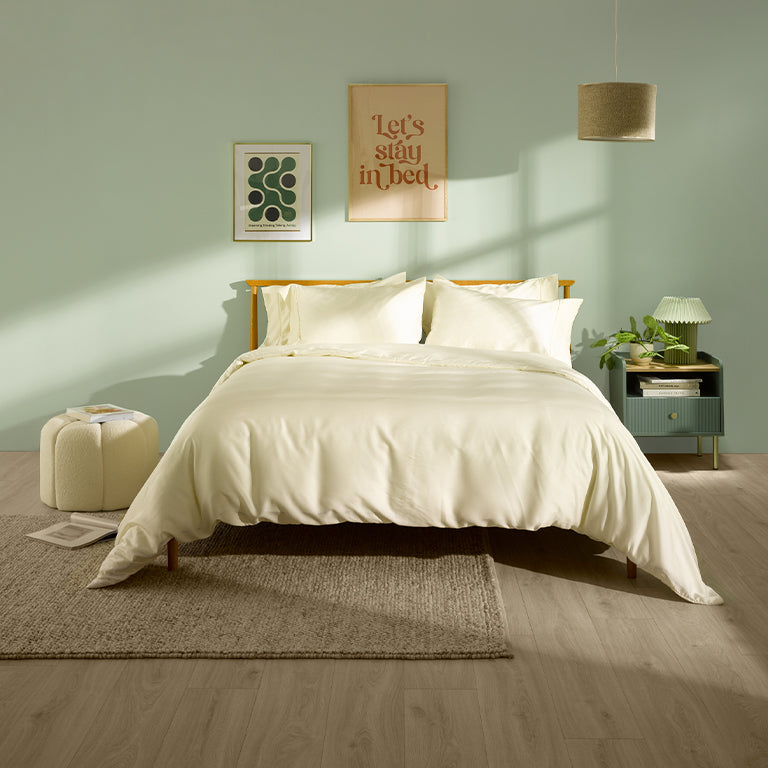 [Cream] Panda London Bamboo Lyocell Full Bedding Set Lifestyle Image