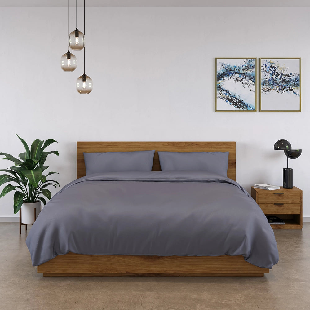 [UKDoubleUrbanGreyCloudDuvetBundle]  Full Bamboo Bedding Urban Grey Set