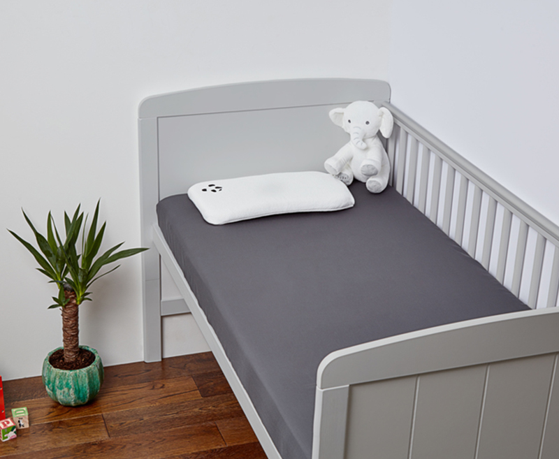 Panda Kids 100 Bamboo Bedding | Fitted Sheet Urban Grey + Memory Foam Pillow