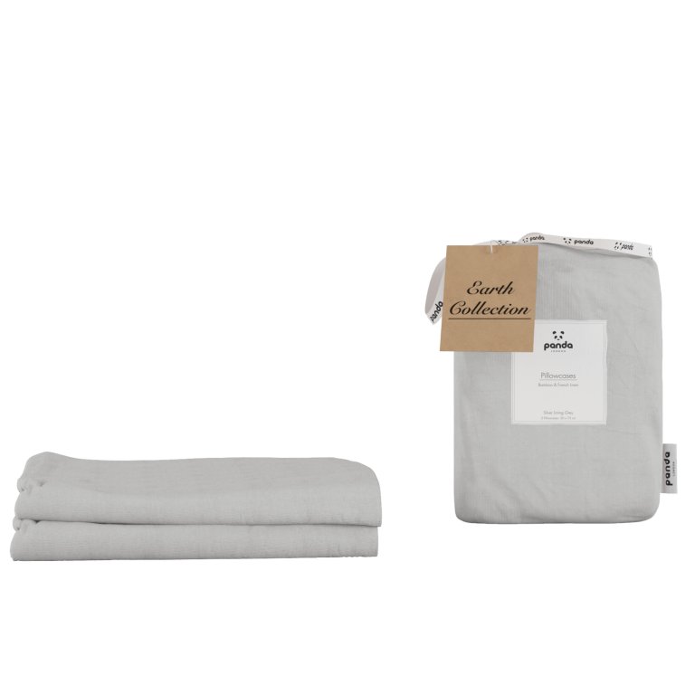 Panda London 100 Bamboo French Linen Pillowcases in Silver Lining Grey