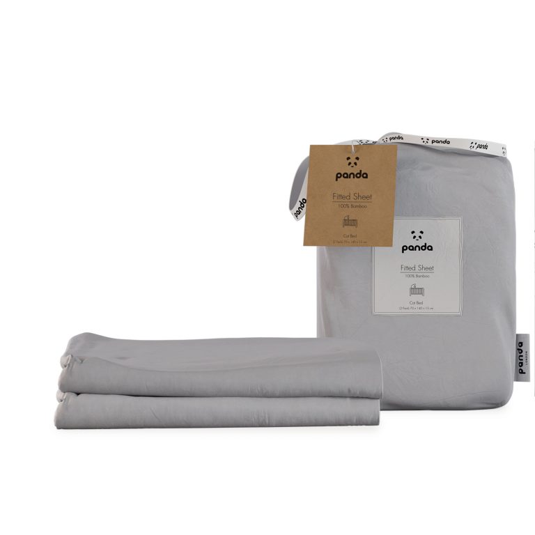 Panda Kids Fitted Sheet | Quiet Grey | Cot Bed