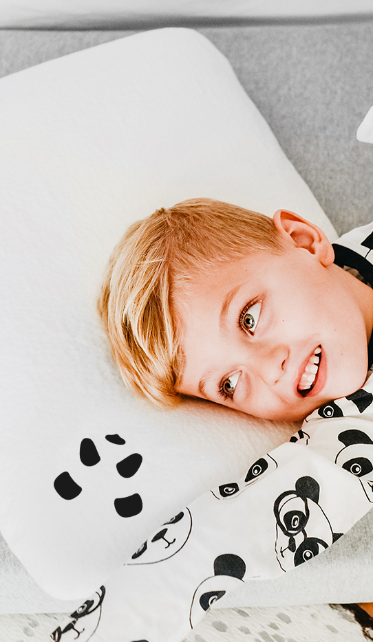Panda Kids Memory Foam Bamboo Pillow 4+ Years With Child Smiling | Buy Online UK