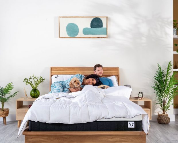 couple laying and hugging on a Hybrid Bamboo Mattress