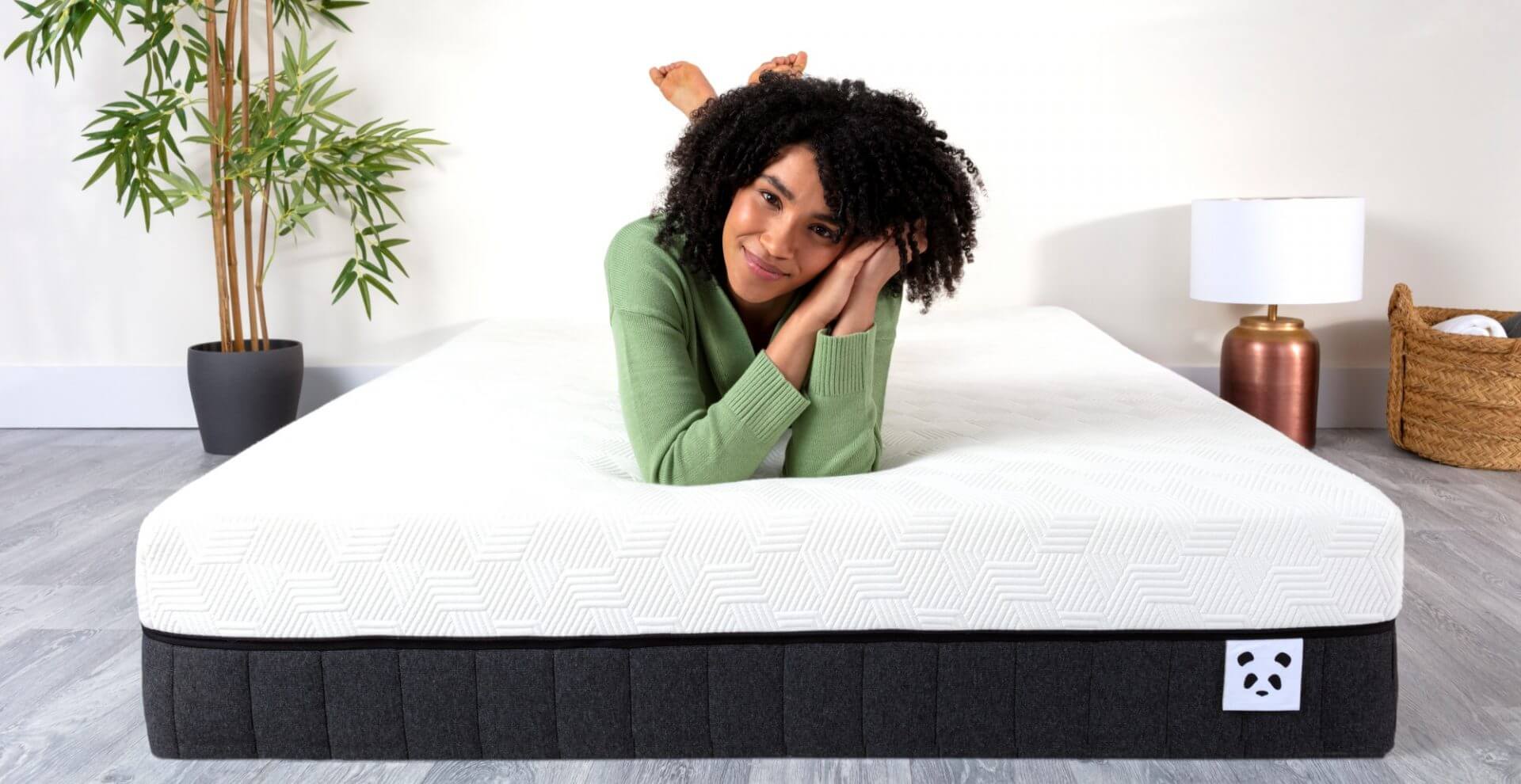 Girl laying on the bamboo mattress