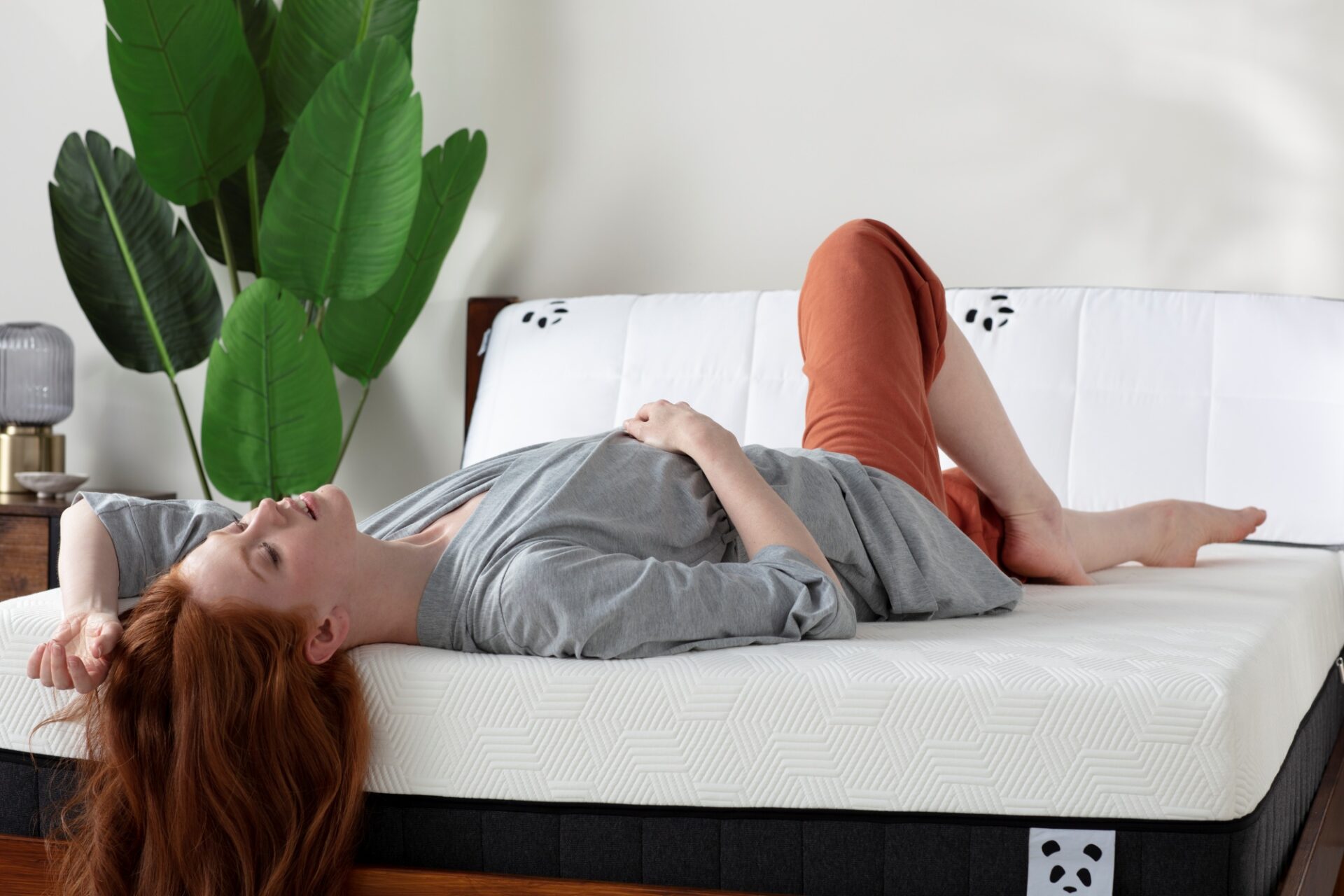 Hybrid Bamboo Mattress Pillow Lifestyle Woman Laying 16