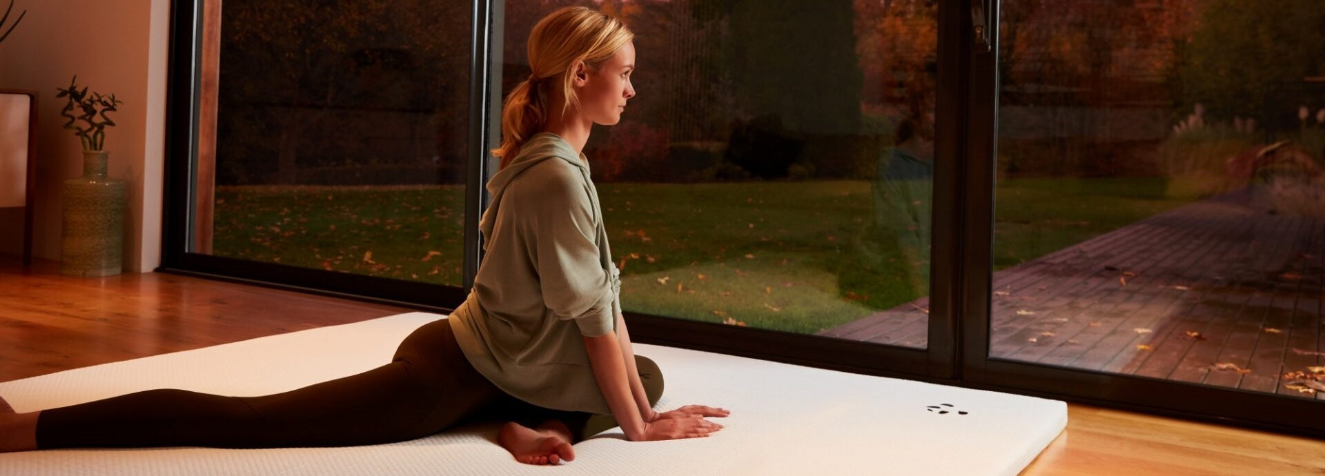 Yoga on Bamboo Mattress Topper - Lifestyle Image